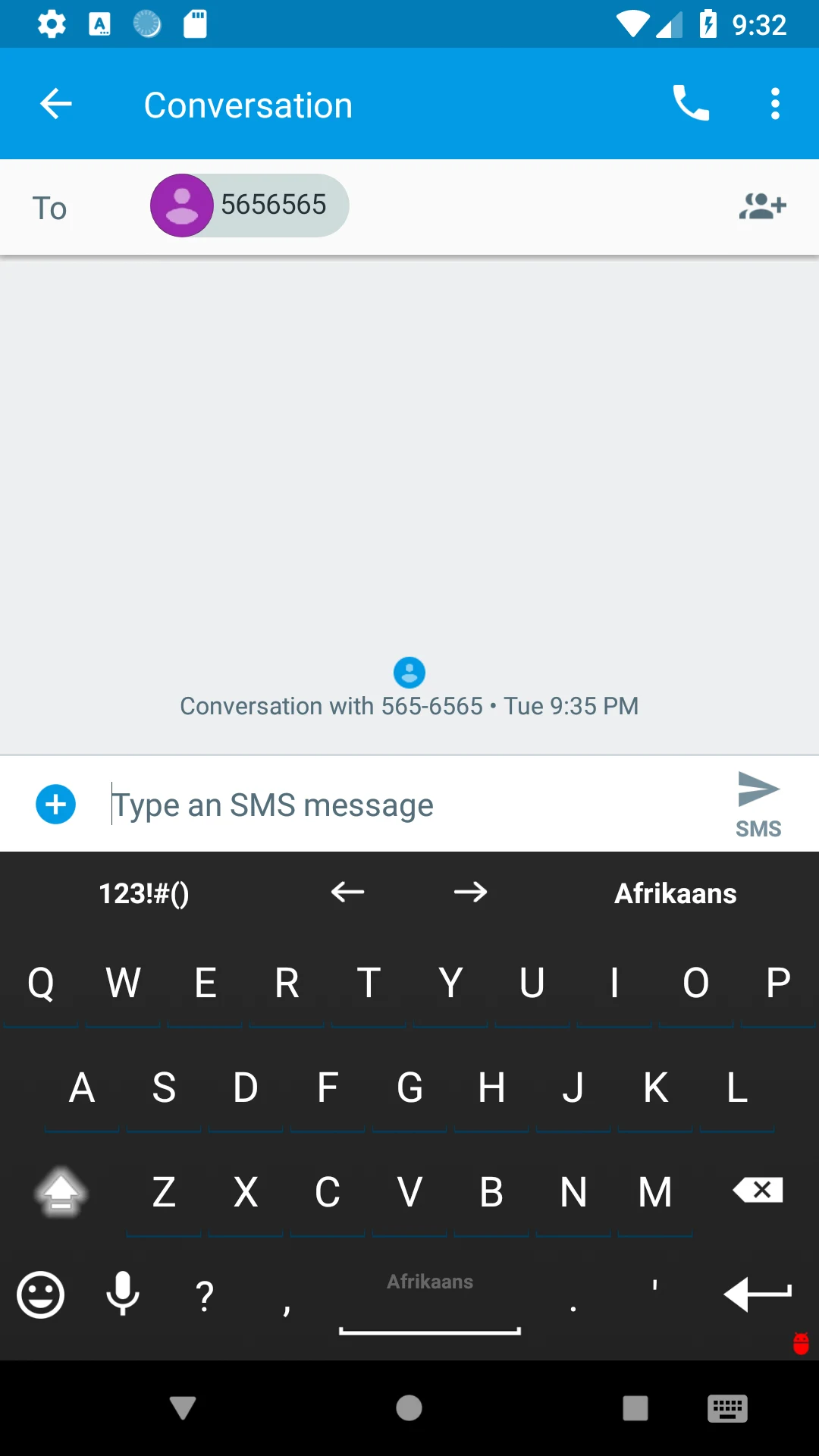 Afrikaans for AnySoftKeyboard screenshot