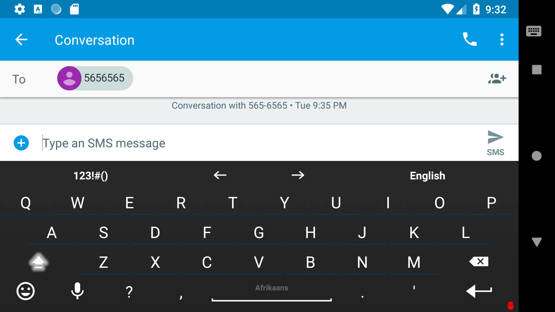 Afrikaans for AnySoftKeyboard screenshot